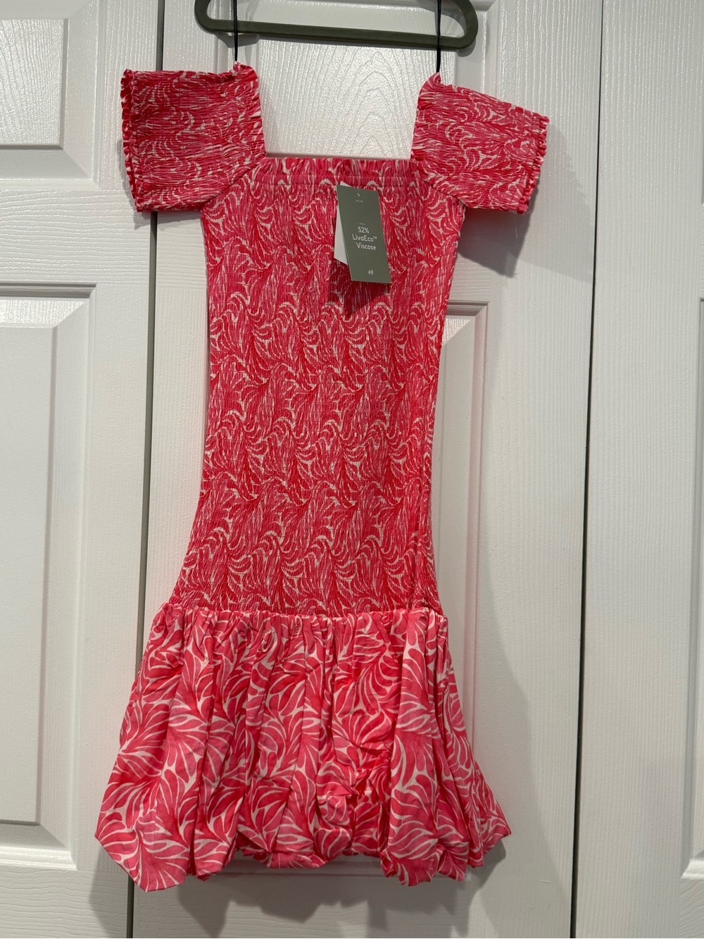 H&M Pink Red Patterned Mini Dress